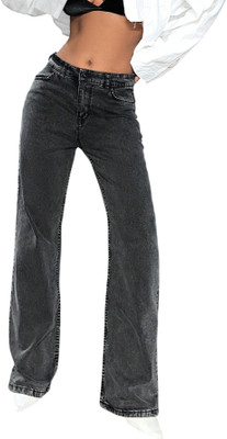 PINKLIT Loose Fit Women Dark Grey Jeans