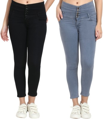 DEHLIZETRENDZ Slim Women Grey, Black Jeans(Pack of 2)