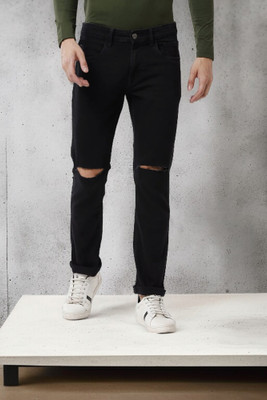 POKHINDA Skinny Men Black Jeans