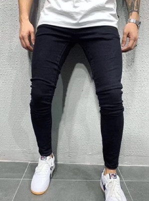 POKHINDA Skinny Men Black Jeans