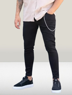 POKHINDA Skinny Men Black Jeans