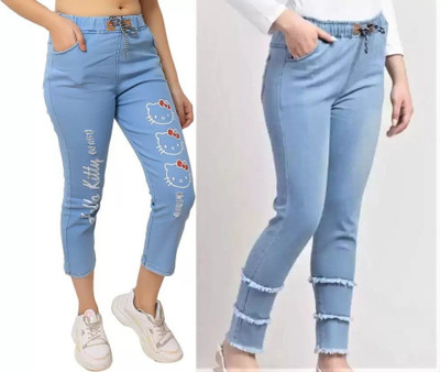 Neha fab Jogger Fit Girls Blue Jeans(Pack of 2)