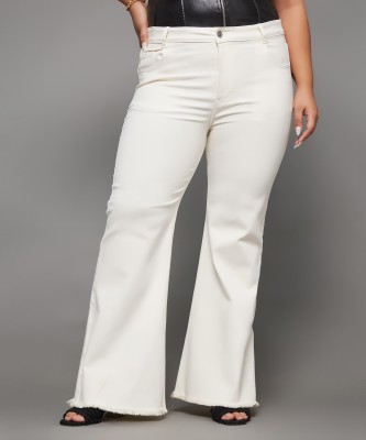 Miss Chase Boot-Leg Women White Jeans