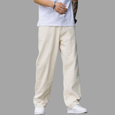 M Q Denim Straight Fit Men Beige Jeans