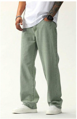 M Q Denim Loose Fit Men Light Green Jeans
