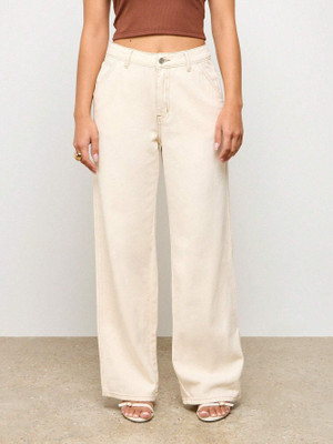 BLESSICA Relaxed Fit Women Beige Jeans