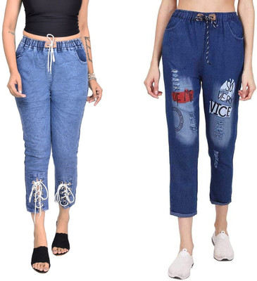 Neha fab Jogger Fit Girls Dark Blue Jeans(Pack of 2)
