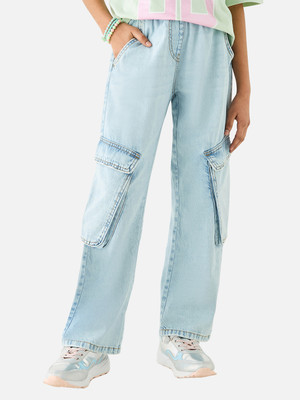 JUNIORS by Babyshop Loose Fit Girls Blue Jeans