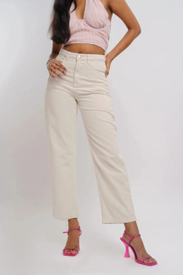 woomny Straight Fit Women Beige Jeans
