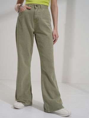 Tokyo Talkies Boot-Leg Women Green Jeans