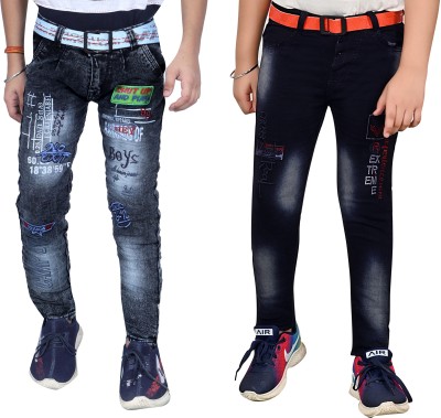 LAHSUAK Regular Boys Black, Dark Blue Jeans(Pack of 2)