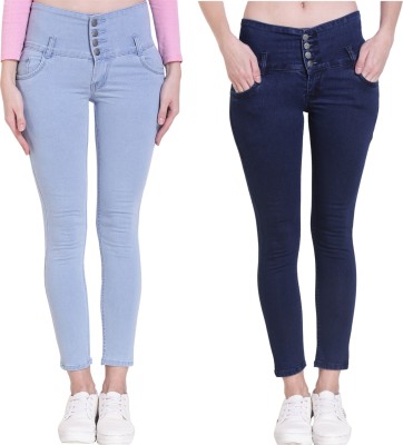 Ecute Klub Skinny Women Light Blue, Dark Blue Jeans(Pack of 2)