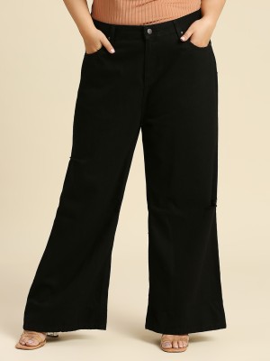 High Star Plus Size Flared Women Black Jeans