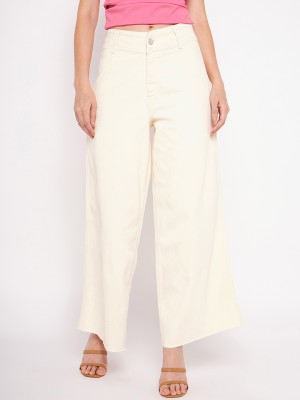 MADAME Flared Women White Jeans