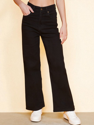 KATLINE Straight Fit Women Black Jeans