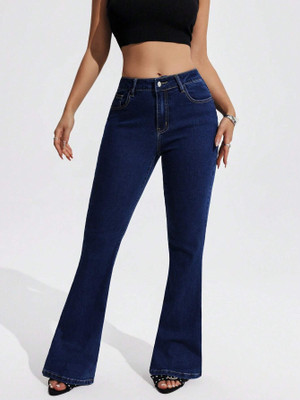 silver threads Boot-Leg Women Dark Blue Jeans