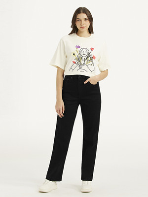LEVI'S Straight Fit Women Black Jeans