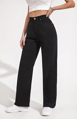 N J Straight Fit Women Black Jeans