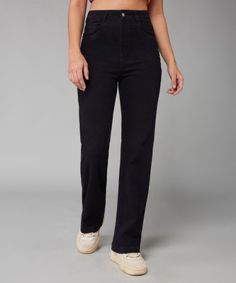 DOLCE CRUDO Boot-Leg Women Black Jeans