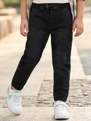 Urbano Jogger Fit Boys Black Jeans