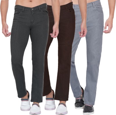 Dais Multicolor Strechable Jeans for Straight Fit Men Grey, Dark Grey, Brown Jeans(Pack of 3)