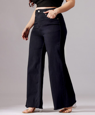 Miss Chase Flared Women Black Jeans