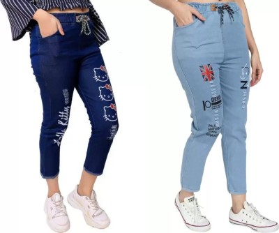 NEHA FASHION Jogger Fit Girls Dark Blue, Light Blue Jeans(Pack of 2)