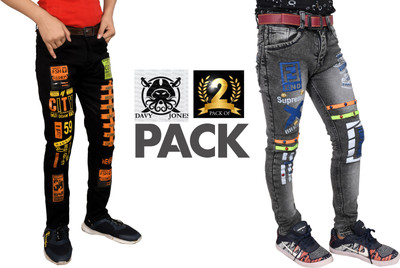 davyjhones Regular Baby Boys Multicolor Jeans(Pack of 2)