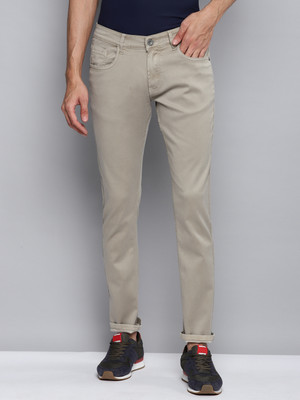 Allen Cooper Comfortable Skinny Low Rise Power Stretch Chinos Slim Men Grey Jeans