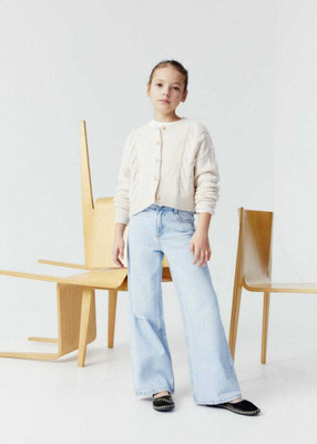Thekids Loose Fit Girls Light Blue Jeans