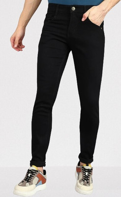 POKHINDA Skinny Men Black Jeans