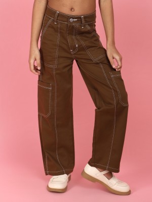 V-MART Regular Girls Brown Jeans