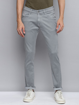 Allen Cooper Comfortable Skinny Low Rise Power Stretch Chinos Slim Men Grey Jeans