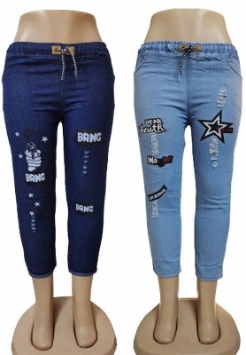 adibaba Jogger Fit Girls Dark Blue Jeans(Pack of 2)