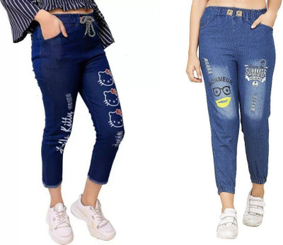 Neha fab Jogger Fit Girls Blue Jeans(Pack of 2)