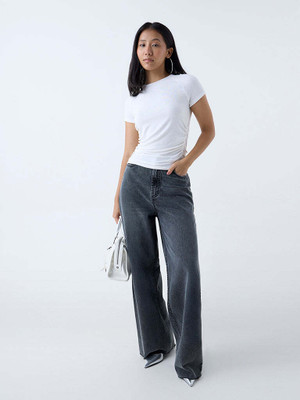 INFINITY CORNER Loose Fit Women Dark Grey Jeans