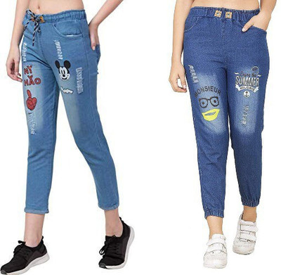 Miraksh Jogger Fit Girls Blue Jeans(Pack of 2)
