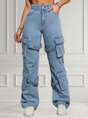 Qeboo Loose Fit Women Light Blue Jeans