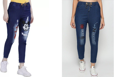 Neha fab Jogger Fit Girls Blue Jeans(Pack of 2)