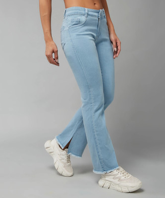 DOLCE CRUDO Boot-Leg Women Light Blue Jeans