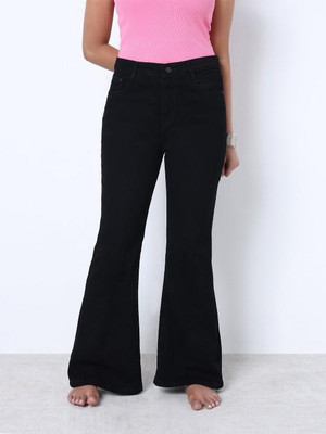 1DAYSTREET Flared Women Black Jeans