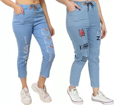 Neha fab Jogger Fit Girls Blue Jeans(Pack of 2)