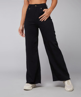 DOLCE CRUDO Flared Women Black Jeans