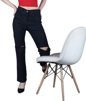 Flaring Loose Fit Women Black Jeans