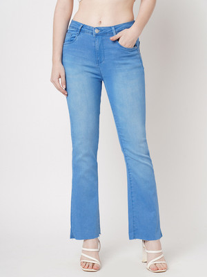 Kraus Jeans Women High-Rise Crop Flare Jeans Flared Women Blue Jeans