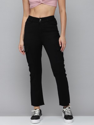 Showoff Tapered Fit Women Black Jeans