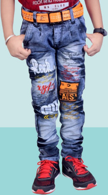LAHSUAAK Regular Boys Dark Blue Jeans