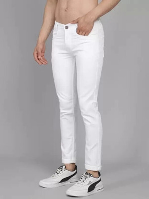 FLIECRANE Boyfriend Men White Jeans