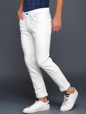 WHITE HAND Slim Men White Jeans