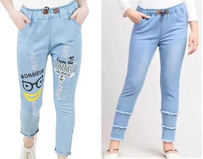 Neha fab Jogger Fit Girls Light Blue Jeans(Pack of 2)